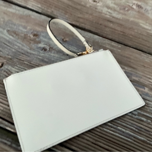 Ivory Wristlet Clutch with Gold Accents - Picture 3 of 5
